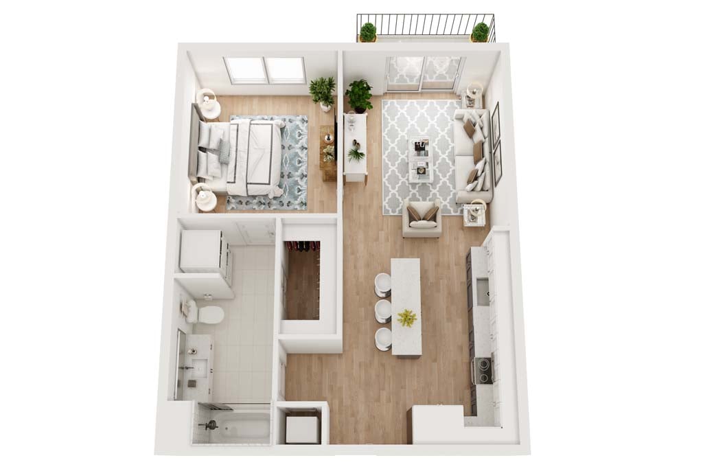 Floor plan layout diagram for 1C - AMI 80% - INCOME RESTRICTIONS APPLY